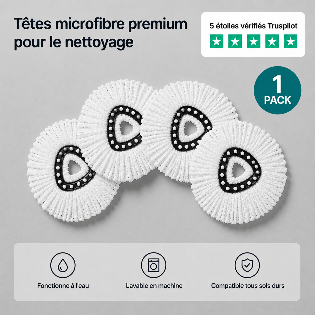 Têtes Microfibre Haute Densité - Pack de 4